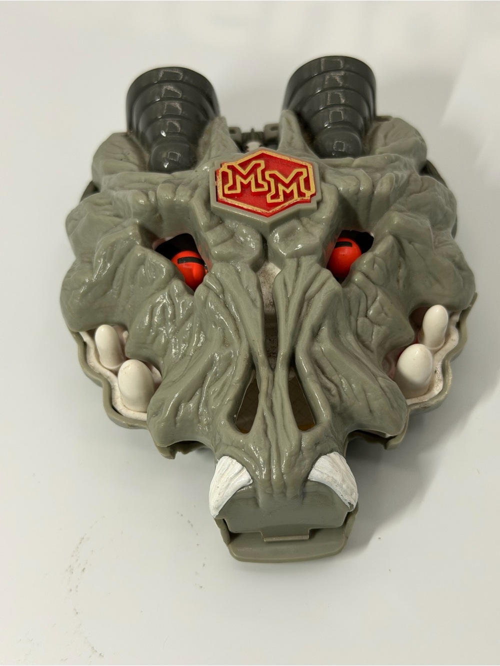 Grey Beast Mask Action Figure Accessory - Grey with Red Eye Accents